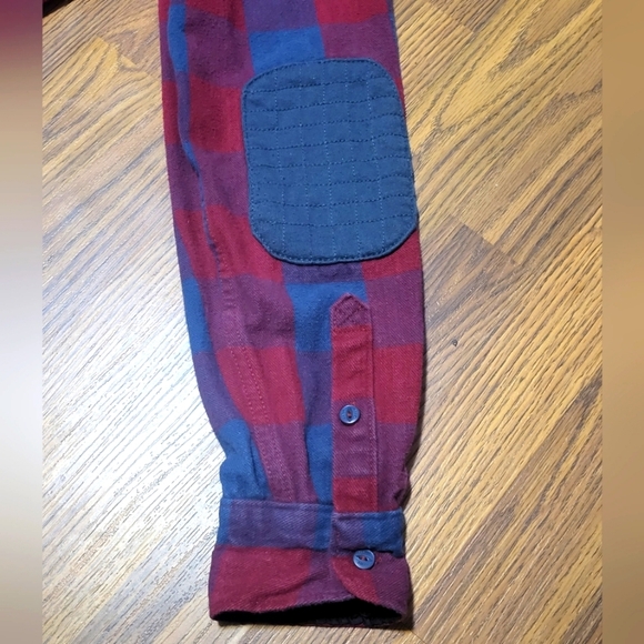 Tony Hawk Shacket Mens Red & Blue Plaid Quilted Button Hooded Jacket Size S/P - Picture 10 of 11